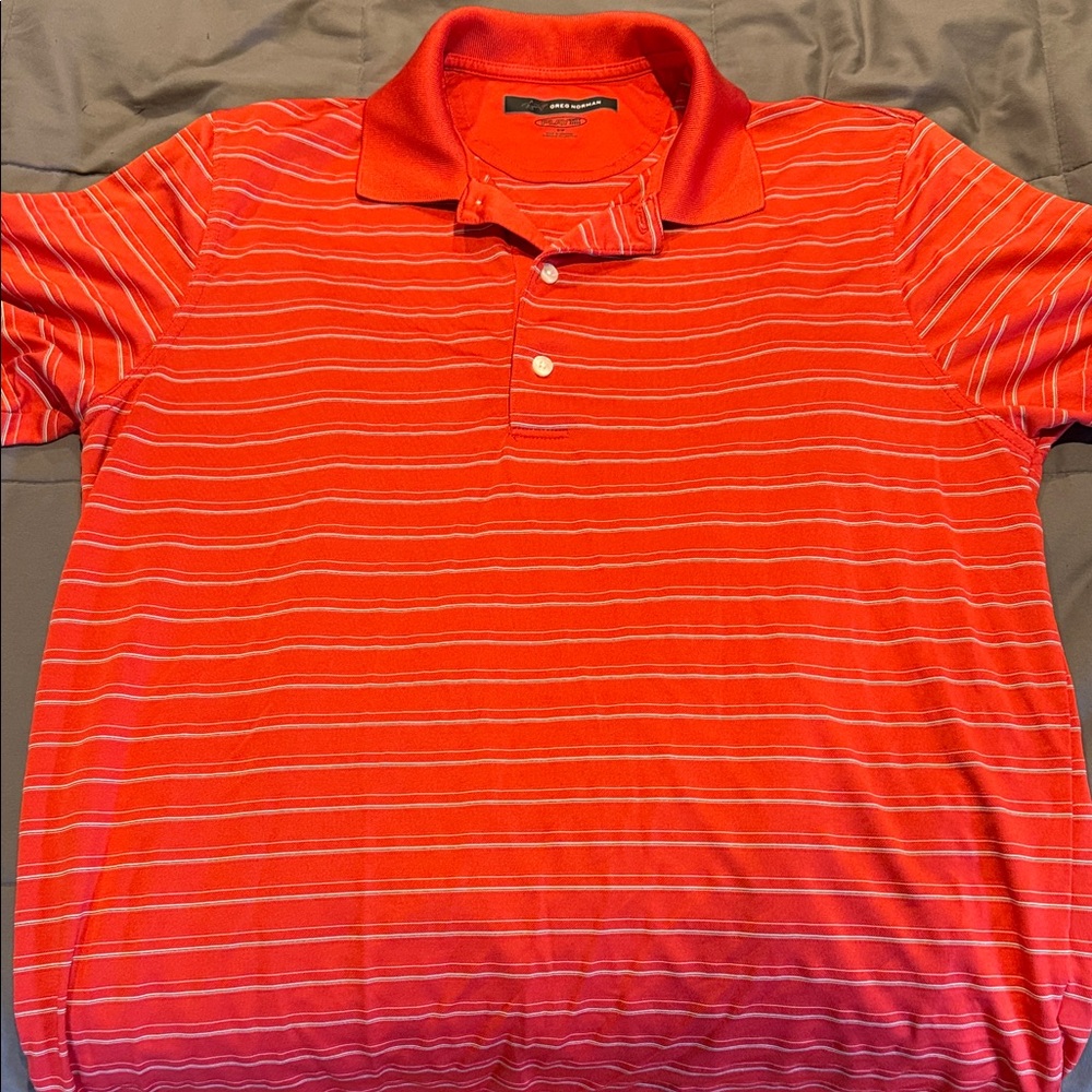 Greg Norman Collection Red Polo with White Stripes